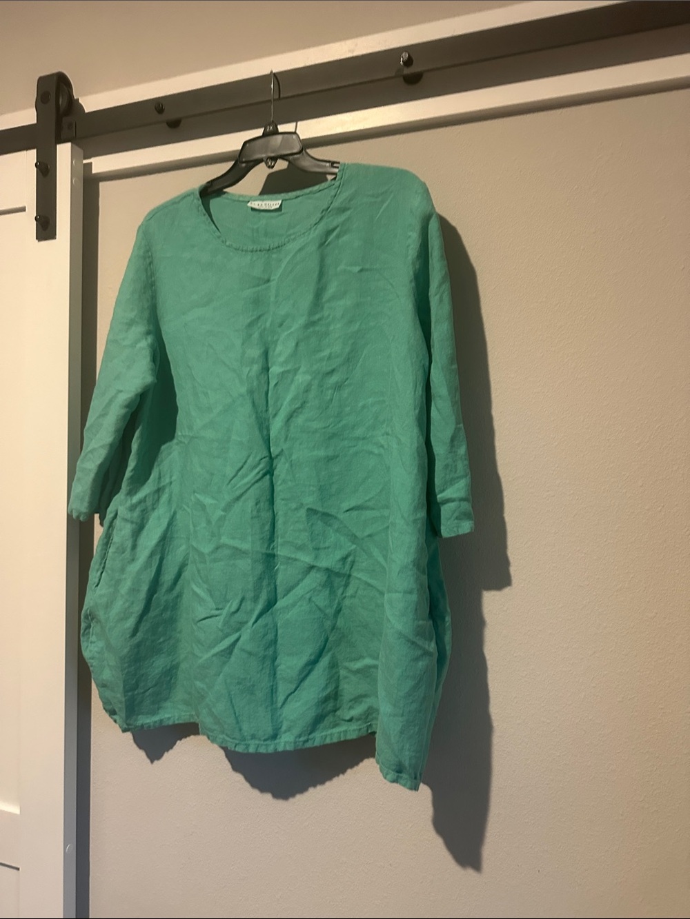 bryn Walker Teal Green Linen Tunic Top